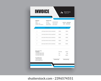 Invoice Design. Business invoice form template. Invoicing quotes, money bills or pricelist and payment agreement design templates. Tax form, 
bill graphic or payment receipt.