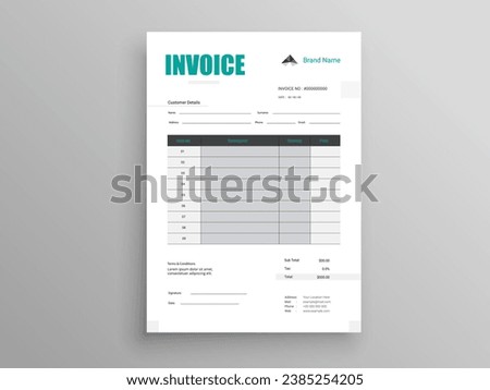 Invoice Design. Business invoice form template. Invoicing quotes, money bills or pricelist and payment agreement design templates. Tax form, 
bill graphic or payment receipt.