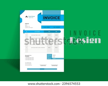 Invoice Design. Business invoice form template. Invoicing quotes, money bills or pricelist and payment agreement design templates. Tax form, 
bill graphic or payment receipt.