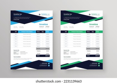 Invoice design for corporate business marketing company clean restaurant letterhead design