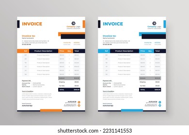
Invoice design for corporate business marketing company clean restaurant letterhead design