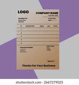Invoice design with modern pattern.