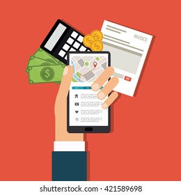 Invoice design. Money icon. Colorful illustration, vector