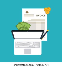 Invoice design. Money icon. Colorful illustration, vector
