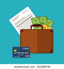 Invoice design. Money icon. Colorful illustration, vector