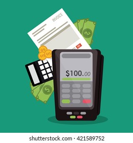 Invoice design. Money icon. Colorful illustration, vector