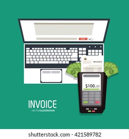 Invoice design. Money icon. Colorful illustration, vector