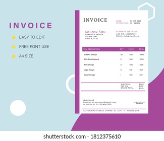 Invoice design, Premium invoice vector design.