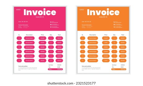 Invoice design template 2 color 