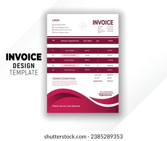 Invoice design template ,invoice bleed invoice business template vector design