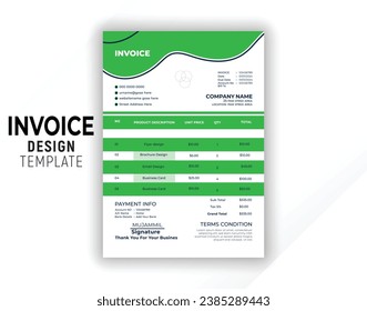 Invoice design template ,invoice bleed invoice business template vector design