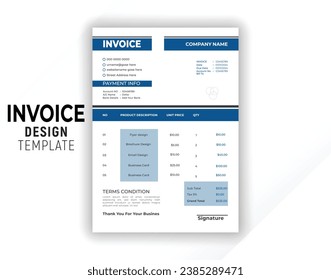 Invoice design template ,invoice bleed invoice business template vector design