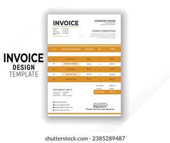 Invoice design template ,invoice bleed invoice business template vector design