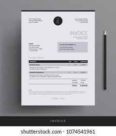 Invoice design template - bookkeeping services black and white vector sample