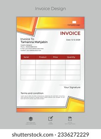Invoice design template. Business invoice.
