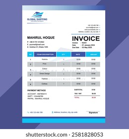 Invoice design template in illuatrator