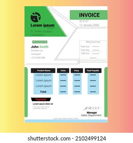 Invoice Design Template For Reputed Organiaztion