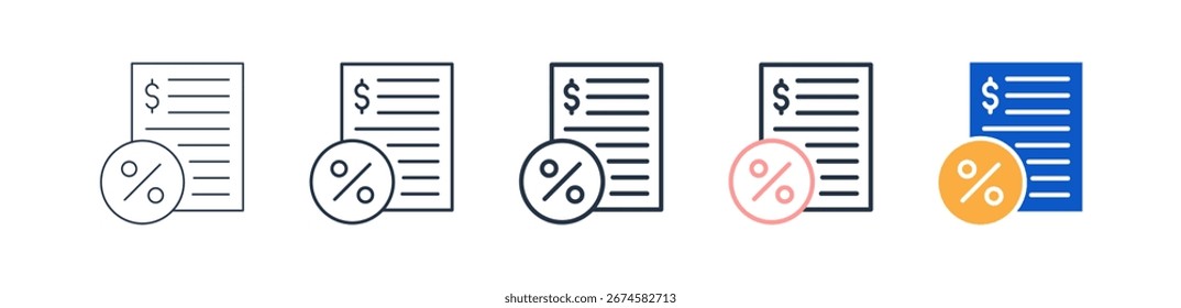 Invoice different style icons set vector illustration.