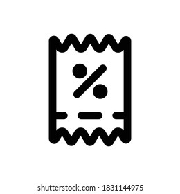 Invoice discount (Black Friday) icon outline vector. isolated on white background