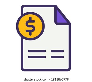 invoice document accounting single isolated icon with filled line style