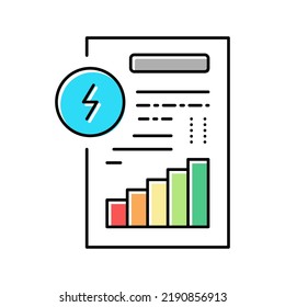 documento de factura del vector de icono de color de ahorro de energía. documento de factura de señal de ahorro de energía. ilustración de símbolo aislado