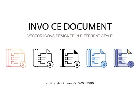 Invoice Document icon design with white background stock illustration