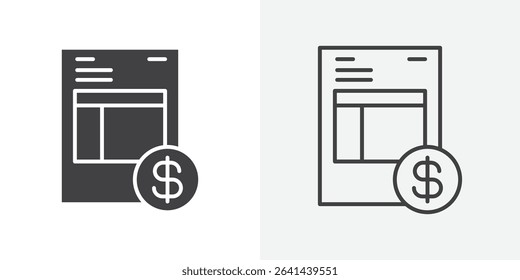 Invoice document icon Line graphics illustration