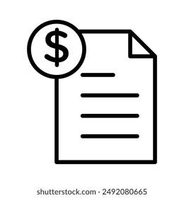 Invoice document icon linear logo mark in black and white