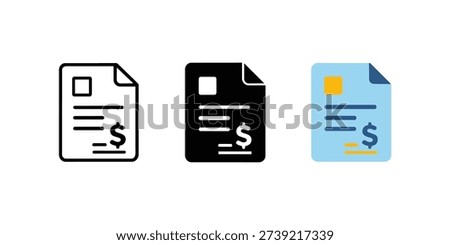 Invoice Document Icons with Dollar Symbol