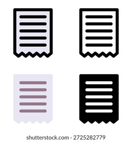 Iconos de documentos de Factura para Facturación de comercio electrónico y pedidos adecuados para App móviles, App de Web y medios impresos. Múltiples iconos de estilo, 