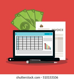Invoice document and laptop design