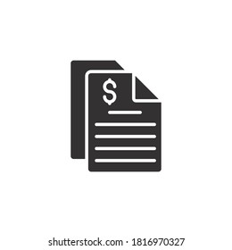 invoice, Dollar bank statement. Business Payment form document. Finance receipt, bill file. Financial report. accounting tax. Vector illustration. Design on white background. EPS 10