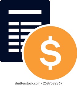 invoice dollar icon, payment receipt symbol, financial bill vector