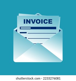 Invoice in envelope. Checking Invoice. The official document is received in the mail. Vector illustration flat design. Isolated on background.