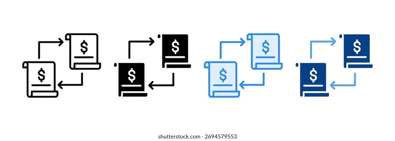 Conjunto de iconos de intercambio de Factura Colección de estilos múltiples