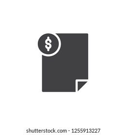 Invoice file document vector icon. filled flat sign for mobile concept and web design. Money Payment File simple solid icon. Symbol, logo illustration. Pixel perfect vector graphics