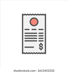 invoice filled outline icon. bill color line illustration.