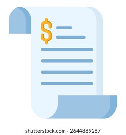 Invoice flat color icon. Simple vector icon design in flat color style. Editable vector format