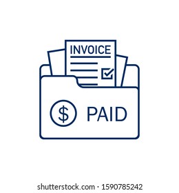 Invoice flat icon. Payment and bill invoice. Order symbol concept. Tax sign design. Paper invoice document in folder. Vector illustration in flat style