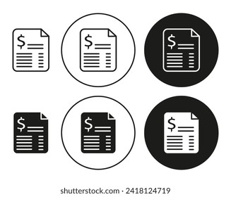 Invoice flat line icon set. Invoice Thin line illustration vector
