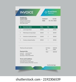invoice form template design for your billing
