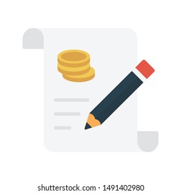 invoice glyph flat vector icon