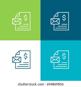 Invoice green and blue material color minimal icon or logo design