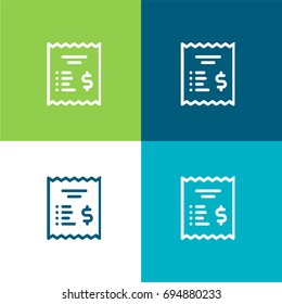 Invoice green and blue material color minimal icon or logo design