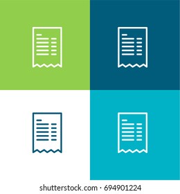 Invoice green and blue material color minimal icon or logo design