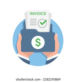 Invoice Hand Illustration Flat Style Transaction Stock Vector (Royalty ...