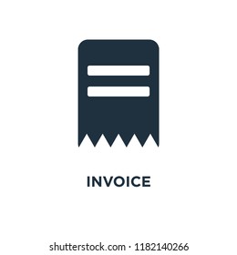 Invoice icon. Black filled vector illustration. Invoice symbol on white background. Can be used in web and mobile.