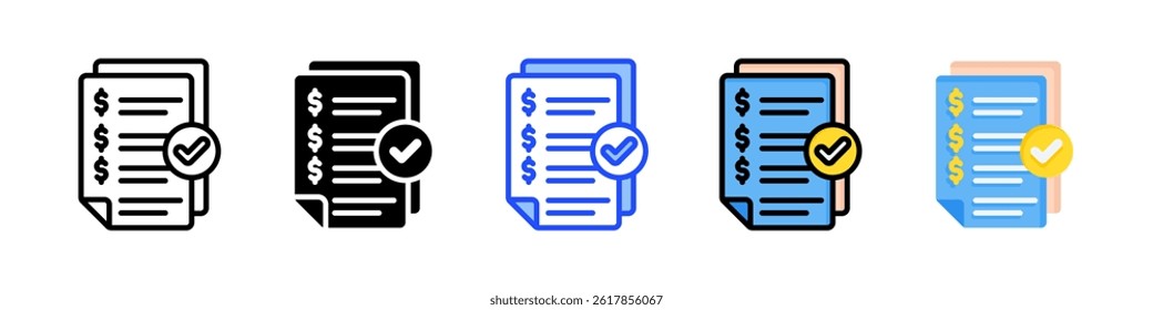 Invoice Icon Collection With Multiple Styles