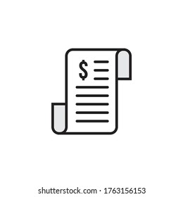 Diseño de icono de factura aislado en fondo blanco. ilustración vectorial