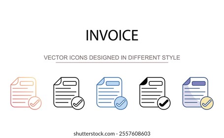 Invoice icon design with white background stock illustration